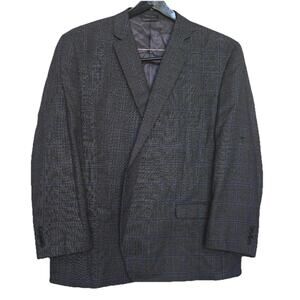 Lauren Ralph Lauren Plaid‎ Sport Coat Men 56R Grey/Blue Two-Button Blazer Jacket